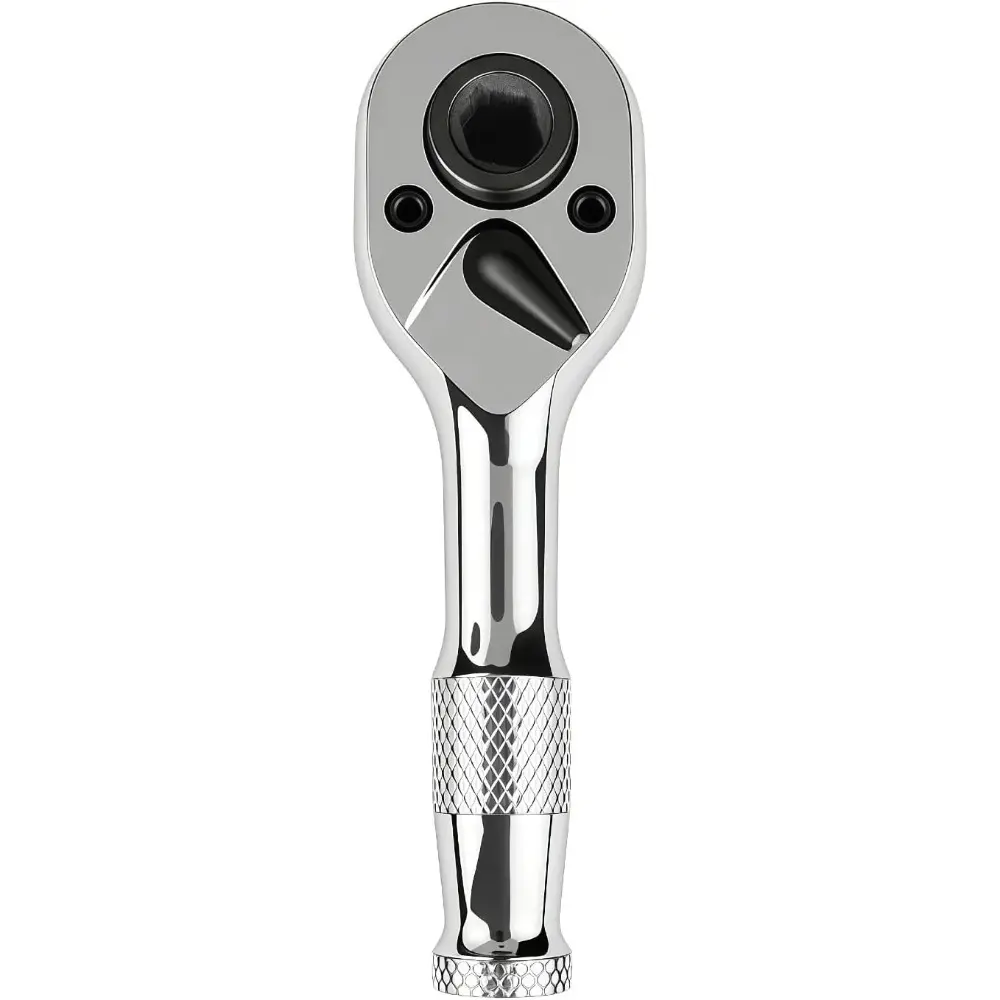1PCS 1/4-Inch Stubby Ratchet Wrench, 72-Tooth, Socket&Bit Driver, Plated Finish, Alloy Made, Stubby Handle Wrench, Ratcheting Wrench