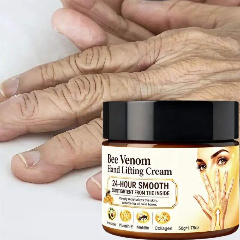 Bee Venom Hand Lifting Cream, Collagen & Avocado & Vitamin E Infused, 24H Long Lasting Hydrating Moisturizing Hand Care Lotion, Tighten & Smooth Hand Skin Texture, Soften Rough Back Of Hands, Daily Nourishing Hand Moisturizer, Suitable For All Skin Types