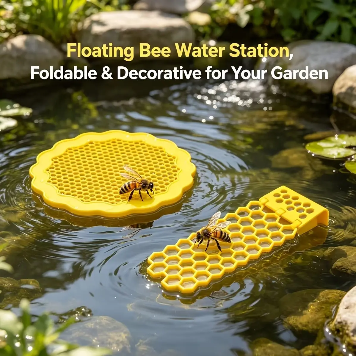 2-Piece Bee Floating Ladder Set, Foldable Plastic Bee Drinking Station, Ideal for Beekeepers and Insect Enthusiasts, Perfect Gift for Nature Lovers
