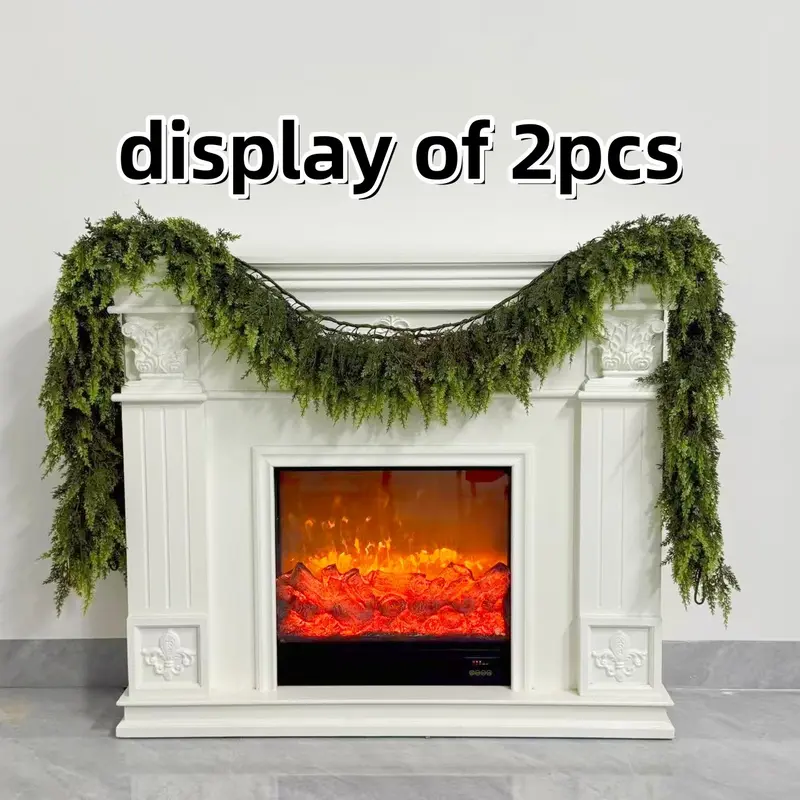 6/9ft Christmas Cedar Garland with Soft Real-Touch Foliage, Artificial Cedar Garland for Fireplace Mantels, Tables, Doorways, and Staircases, Hanging Holiday Decor, Festive Home Decoration