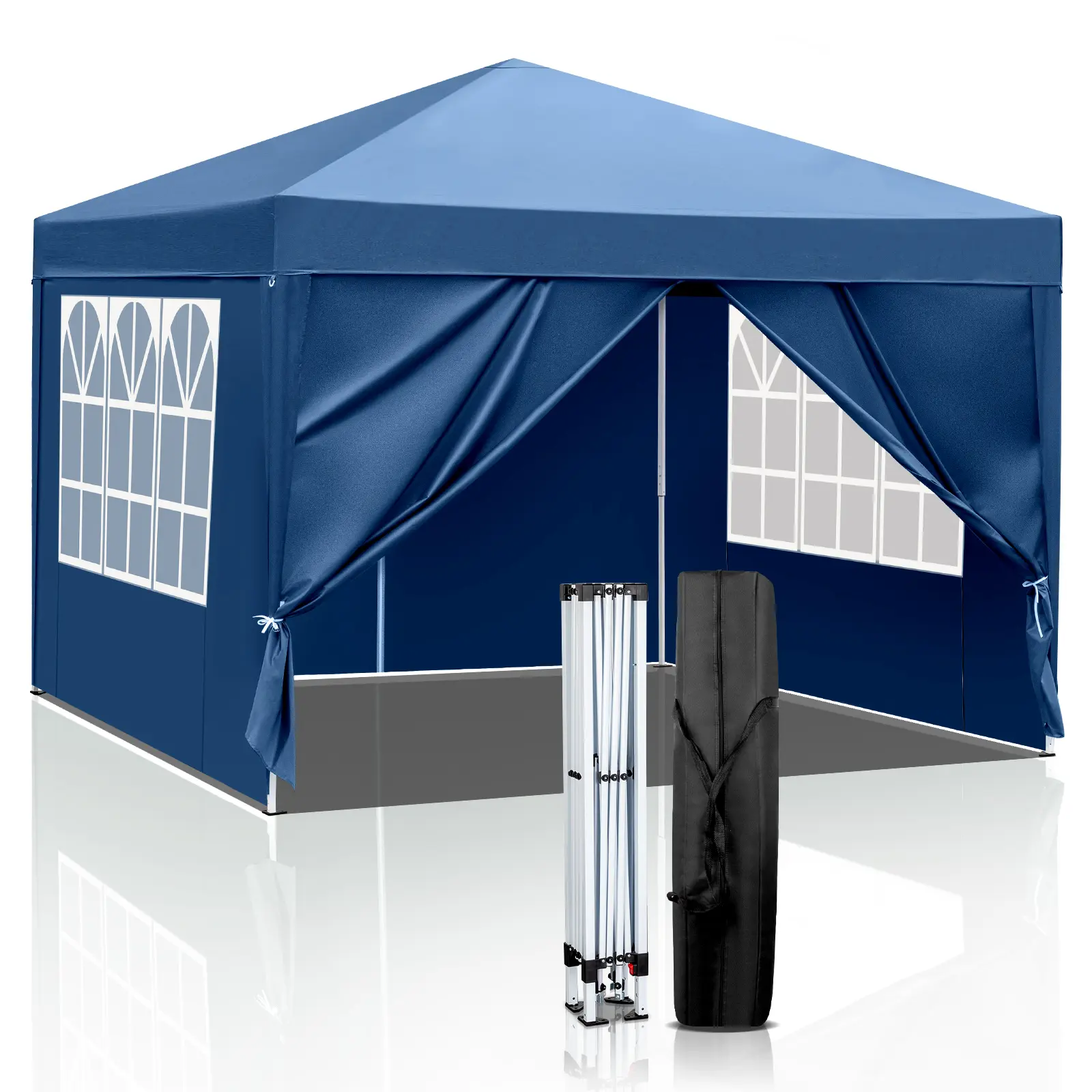 10x10 Square Party Tent, Waterproof 210D Oxford Fabric Pop Up Canopy with Sturdy Steel Frame, Instant Shelter with Removable Sidewalls and 2 Doors for Camping and BBQs, Weddings, Outdoor Shelter