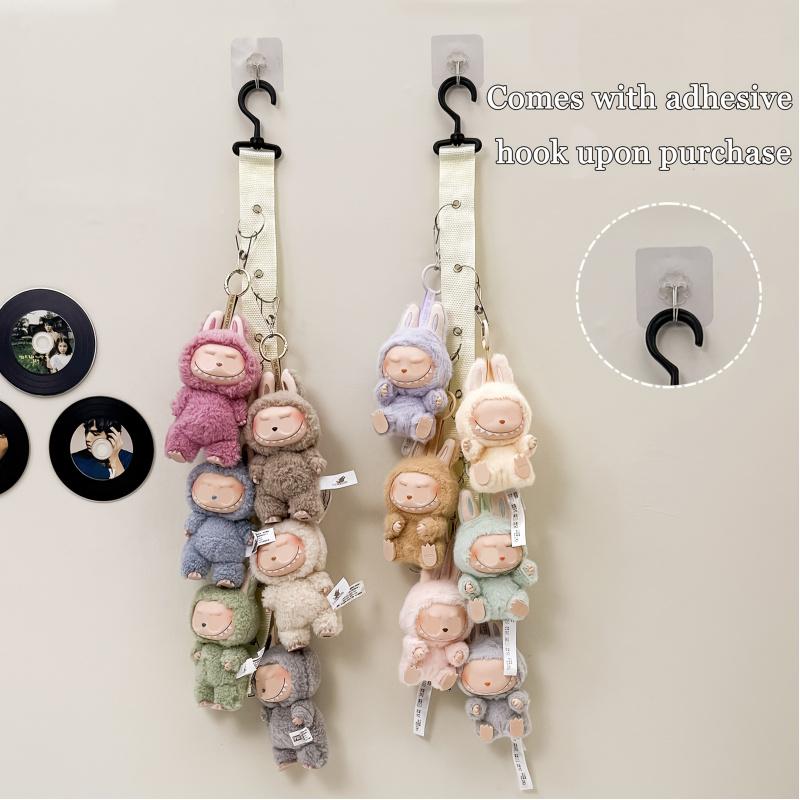 Doll Wall Hanging Storage Rack, Display Shelf Organizer, Stainless Steel Hat Holder with 8 Clips, Holds 16 Baseball Caps, Hat Hooks Storage