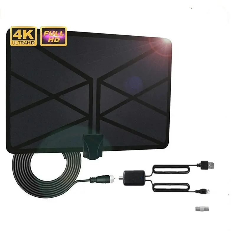 4K 1080P High Gain HD TV Antenna, Active Indoor Hdtv Digital TV Antenna, Powerful Signal Reception, Ideal for Home Entertainment