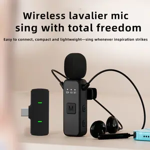 Wireless Lapel Microphone with Real-Time Monitor, Multiple Singing Modes & Voice Changer Effects, Ideal for Content Creation, Live Streaming, Interviews, Music Recording