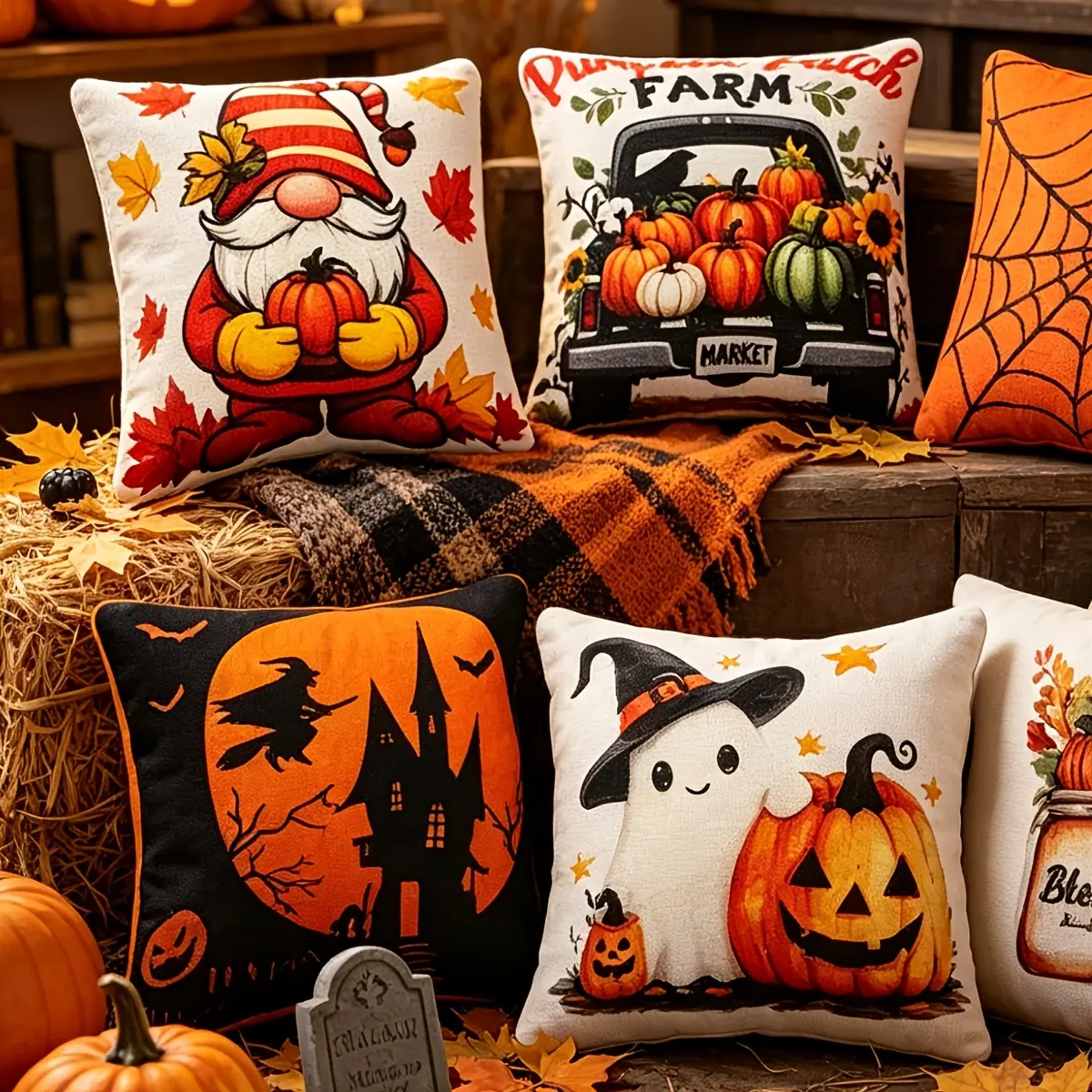 Dollhouse Miniature Pumpkin Throw Pillow for BJD Micro Living Room Bedroom Scene Decor Random 3pcs or 6pcs DIY Craft Collectible Gift Christmas Easter New Year