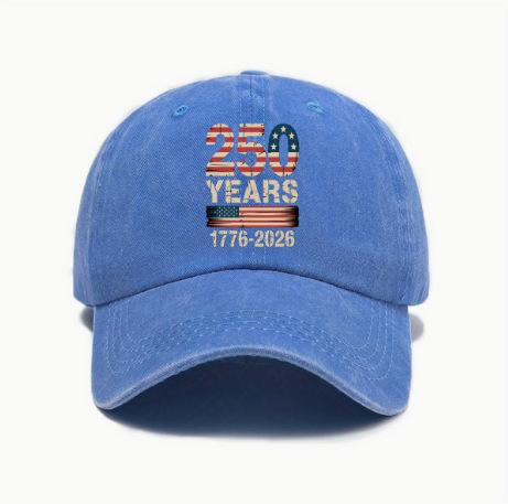 Men's baseball cap with American 250th anniversary print, American retro style, fashionable curved brim hat