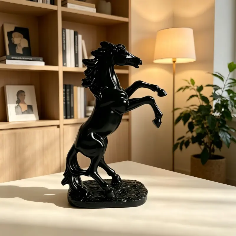 Luxury Horse Sculpture Decor, Symbolic Success Decorative Home Decoration, Living Room TV Stand Office Desk Ornament, Business Gift for Opening Ceremony Promotion, Animal Resin Figurine