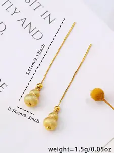 S925 Silver Plated 18k Gold Gourd Earrings, Fine Chain Studs, Hypoallergenic, Anti-Oxidation, Perfect for Daily Wear, Gifts, Festivals