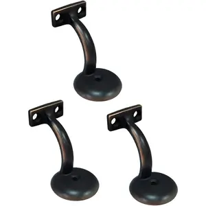 3 Pack Heavy Duty Zinc Die Cast Handrail Bracket, Aged Oil Rubbed Bronze, Made in Taiwan