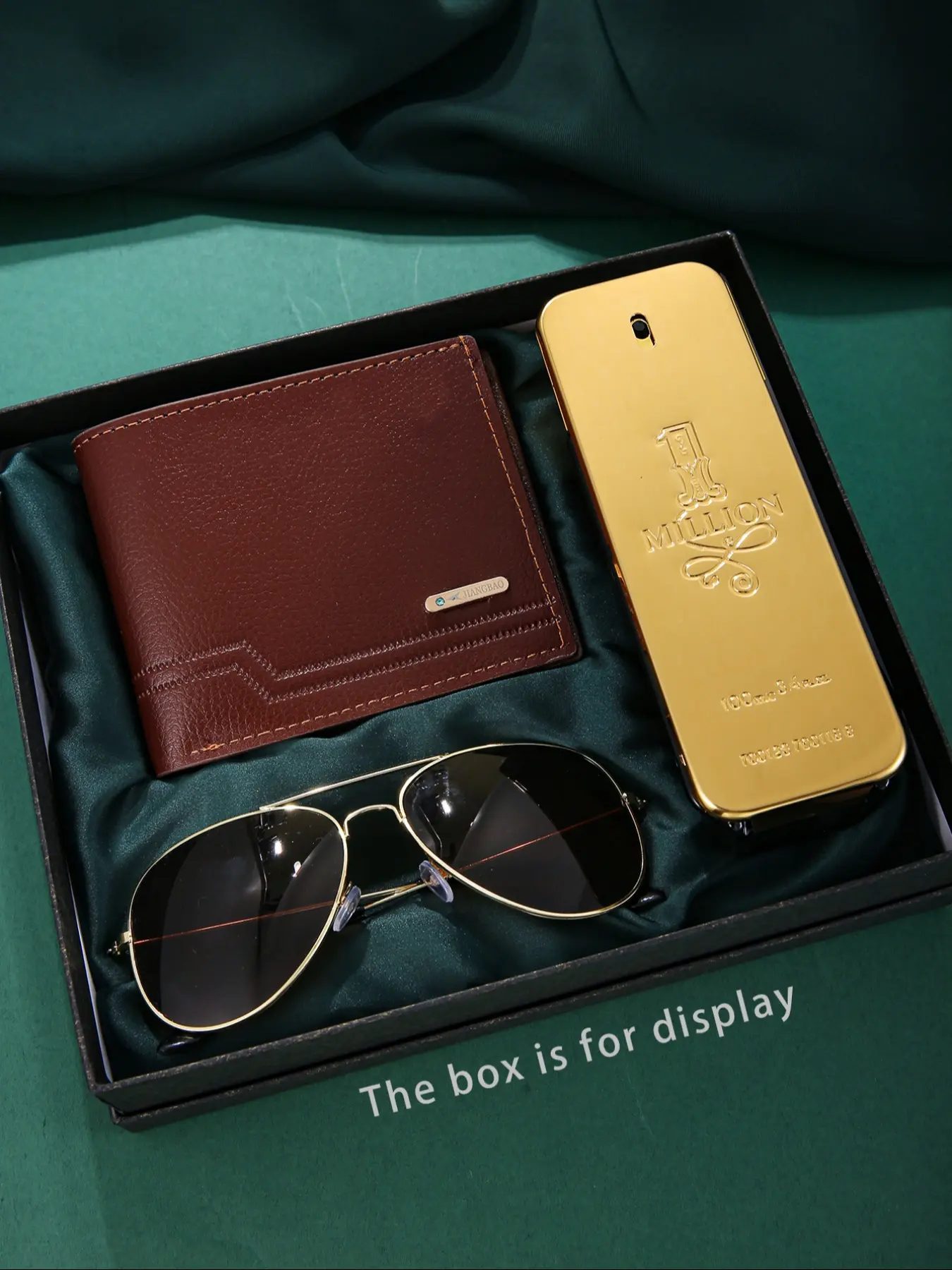 3pcs Men's Gift Set, PU Leather Wallet, Sunglasses, Metal Perfume Box, Perfect for Men Gifts, Father's Day, Valentine's Day, Birthday