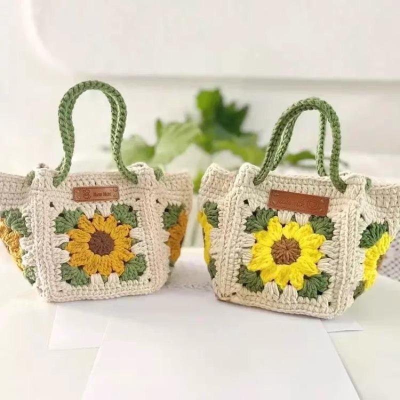 DIY Crochet Granny Square Bag Kit for Women, Handmade Knitting Yarn Pack with Crochet Hooks, DIY Crossbody Bag Making Supplies