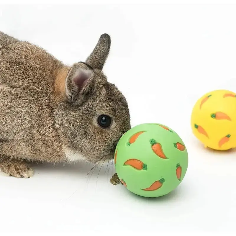 1pc Rabbit Treat Ball - Bite-Proof Vinyl Shell Feeding Toy, Interactive Slow Feeder for Rabbits & More
