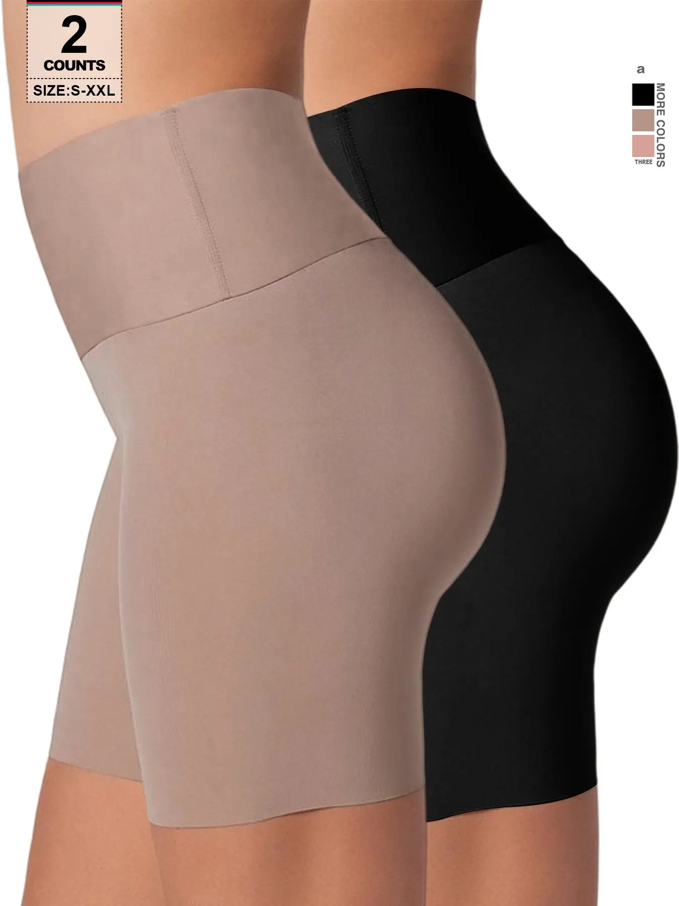 Seamless High Waist Anti Roll Mid Thigh Shaping Shorts, Lightweight Smooth Fabric, Anti-Chafing Undershorts for Daily Wear, Weddings, Parties