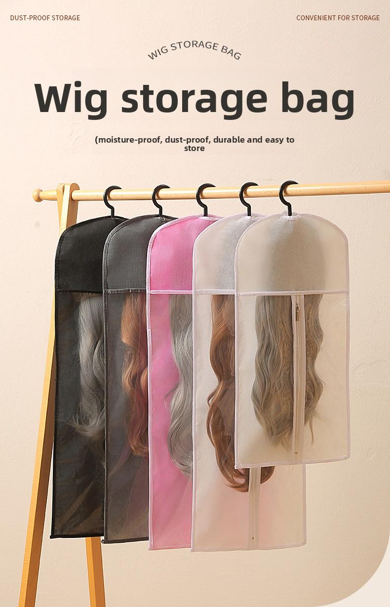 Portable Waterproof Wig Storage Bag Travel Friendly Dustproof Cosplay Hair Display Case with Clear Window