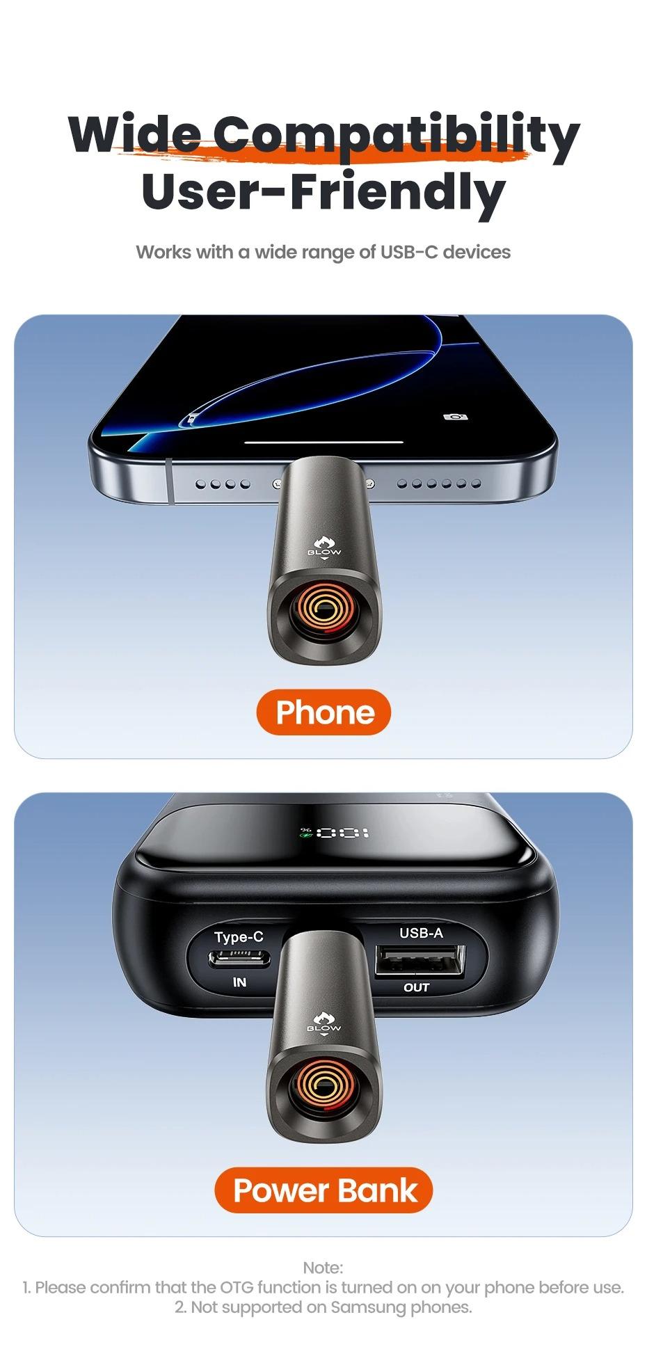 Toocki TG13/14 Type-C Mini Electric Lighter Plug&Play Blow to Light Mobile Cigarette Lighter Flameless Windproof Fast Ignition