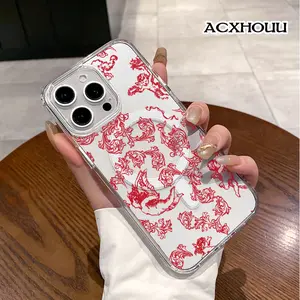 Cherub Red Toile Magnetic Trendy Case for iPhone 17 16 E Pro Max 15 Plus 14 13 12 11 XS XR, Minimalist Print | Silicone, Shockproof, Cute, Stylish, and Protective