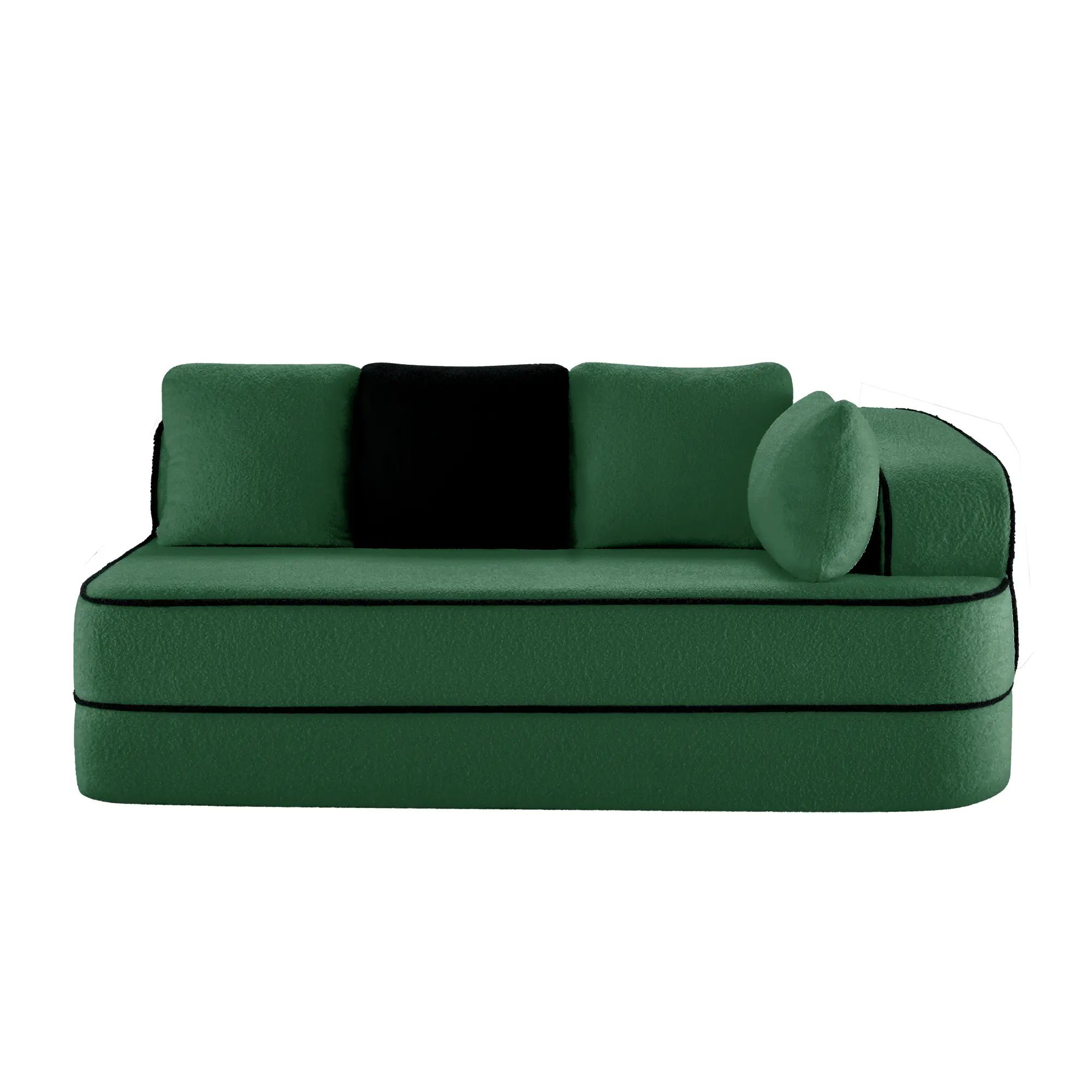 ARCH Right 2-Seater Sofa with Pillows Teddy Fabric Green Loveseat for Living Room, Cozy Couch with Soft Plush Upholstery, Compact Two-Seat Sofa for Small Spaces, Modern Indoor Furniture with Pillows Included, Living Room Furniture for Apartment