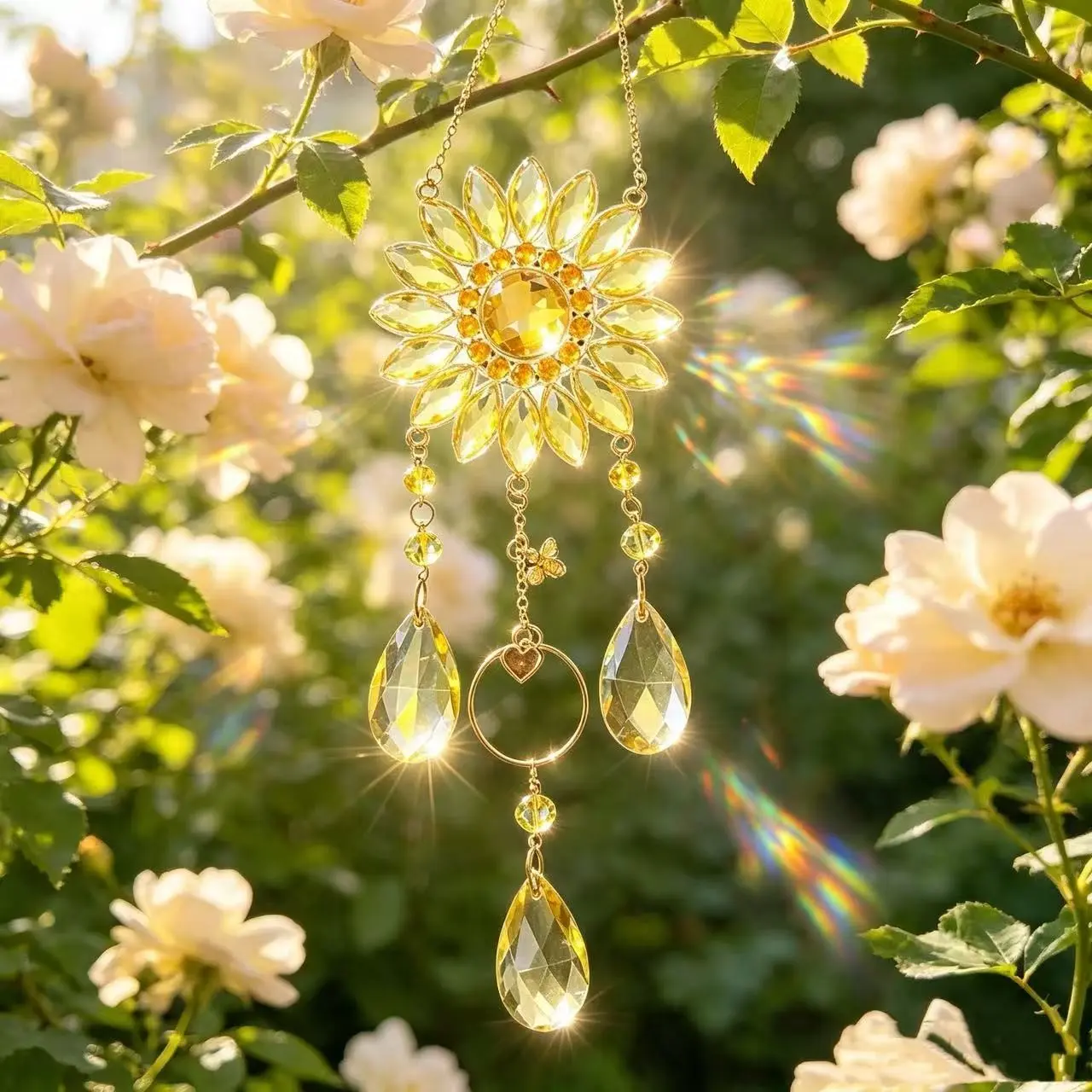 Sunflower Crystal Rainbow Light Catcher, Hanging Window Decor, Home Garden Decoration Gift, Stylish and Unique Ornament