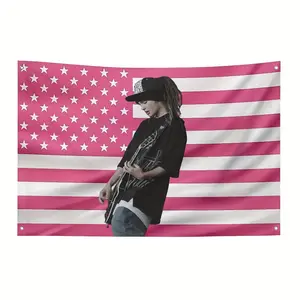 2D Door Banner 1pc Tokyo Hotel Pink American Flag Banner | 3x5 Ft Polyester Outdoor & Indoor Use, 4 Grommets, Suitable for Room Bedroom Dorm Yard Wall Decor, Blanket Tapestry, Cool Music Poster, Funny Cute Summer Garden Flag, Christmas Gift Merch