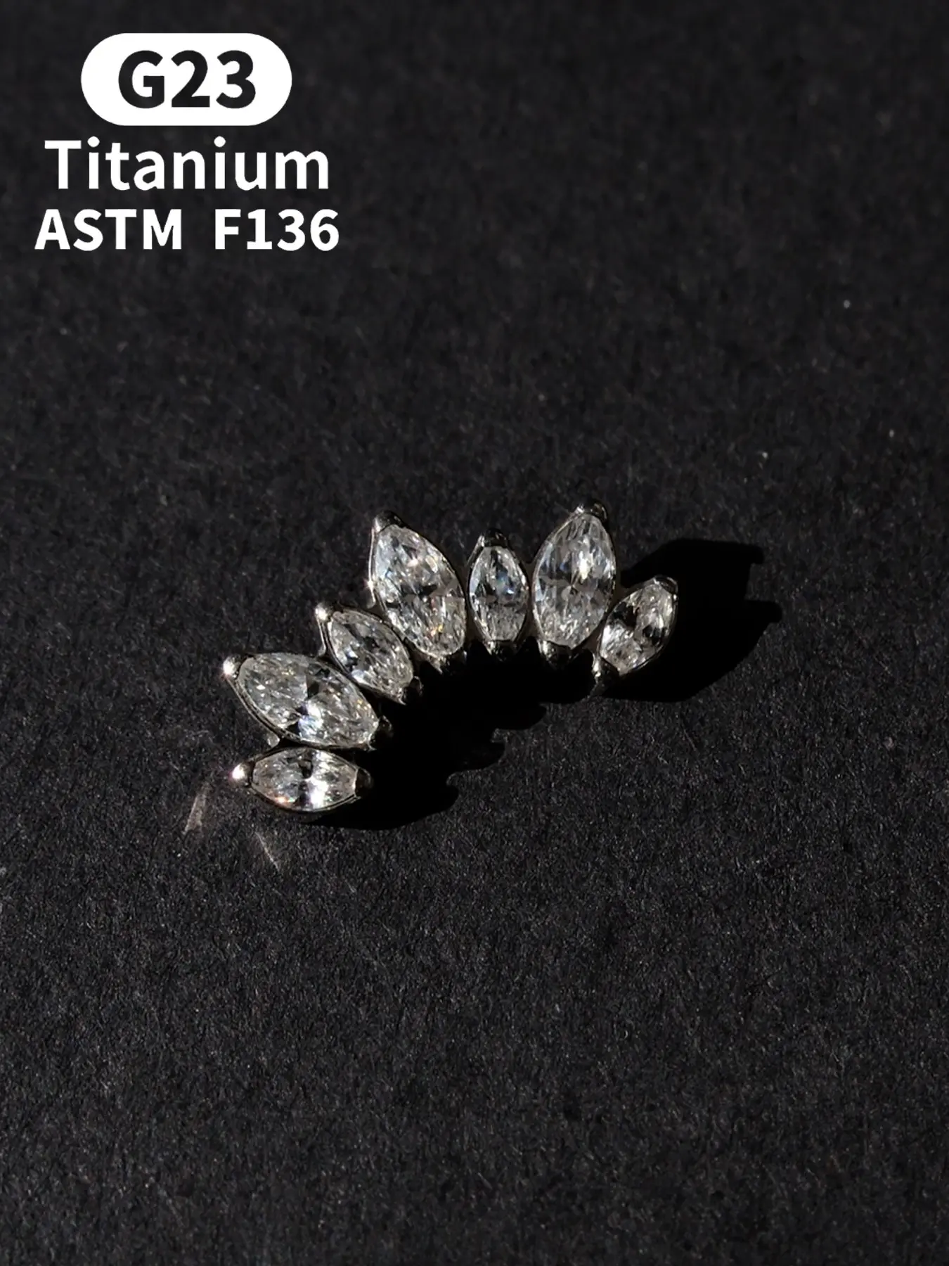Astm F136 Zirconium Titanium Piercing Jewelry G23, Titanium Tragus Stud, Conch Ear Ring, Cartilage Ear Pin with Top Component
