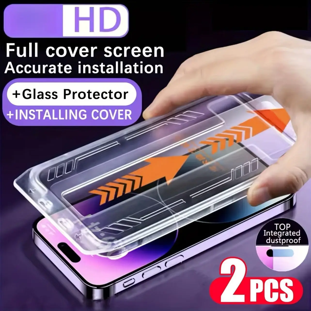 2-Pack Ultra HD Glossy Tempered Glass Screen Protectors for iPhone 16-11, Full Coverage, Anti-Fingerprint, Durable, Easy Install Accessories, Cellphone Accessory