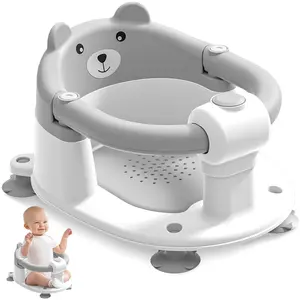 Baby Bath Seat  Babies 6 Months & up, Non-Slip Toddler Bath Seats  Babies Sitting Up, Safe Infant & Newborn Bathtub Chair with 4 Suction Cups & Soft Cushion  Shower,Gray
