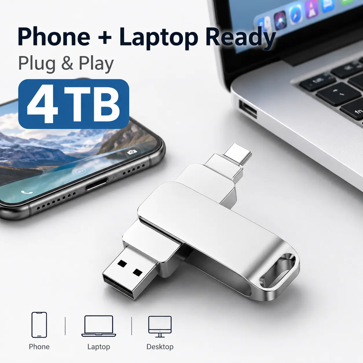 4TB Flash Drives USB 3.2  High Speed Metal Pendrive WaterProof Type-C Memoria USB Stick USB Drives