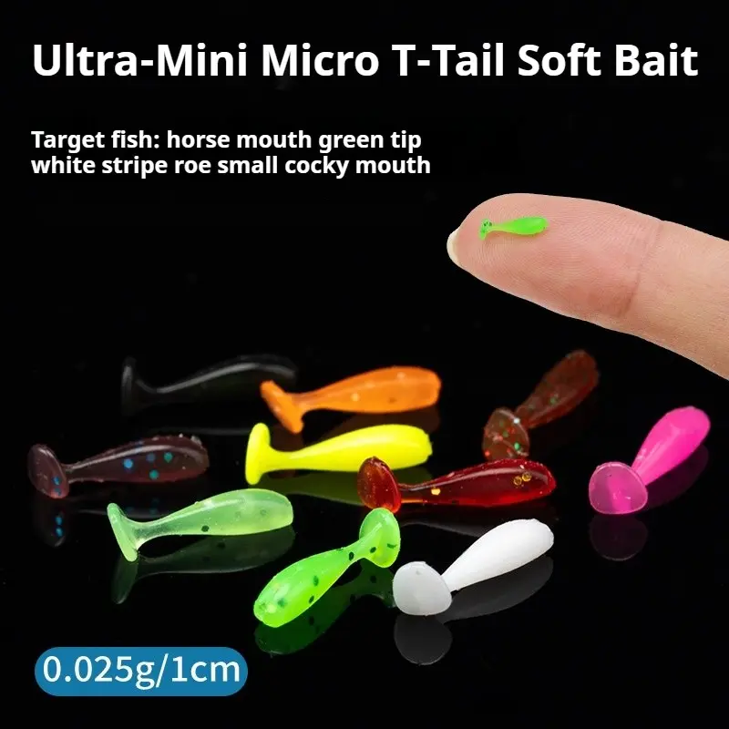 20Pcs Mini T-Tail Soft Lures, Micro Paddle Tail Swimbaits, Black Pit Bionic Soft Baits for Bass, Perch, Trout, Artificial Lures
