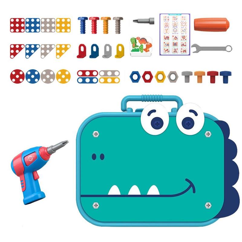 Kids Tool Set, 351 PCS Tool Kit w/ Electric Drill, STEM Montessori Educational Toys,Design and Drill Toy for Boys, Electric Drill with Toolbox, Creative Engineering Building Toy, Boys Birthdaty for Age 6-12