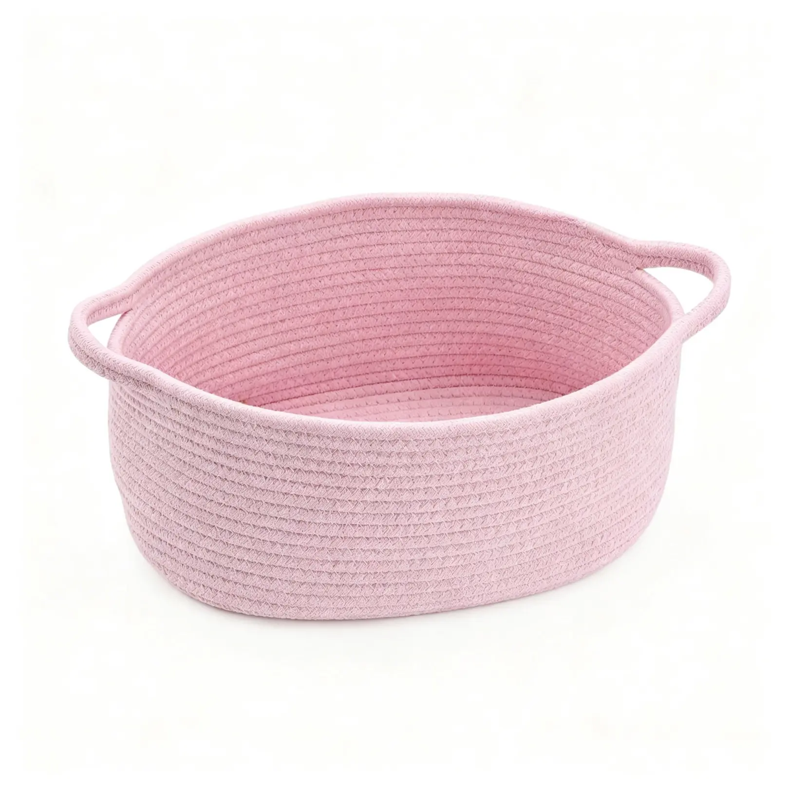 **Cute Small Woven Rope Basket with Handles, 13x8x6 Inch Cotton Storage Bin, Durable Decorative Organizer for Baby Toys, Gifts & Home Decor**