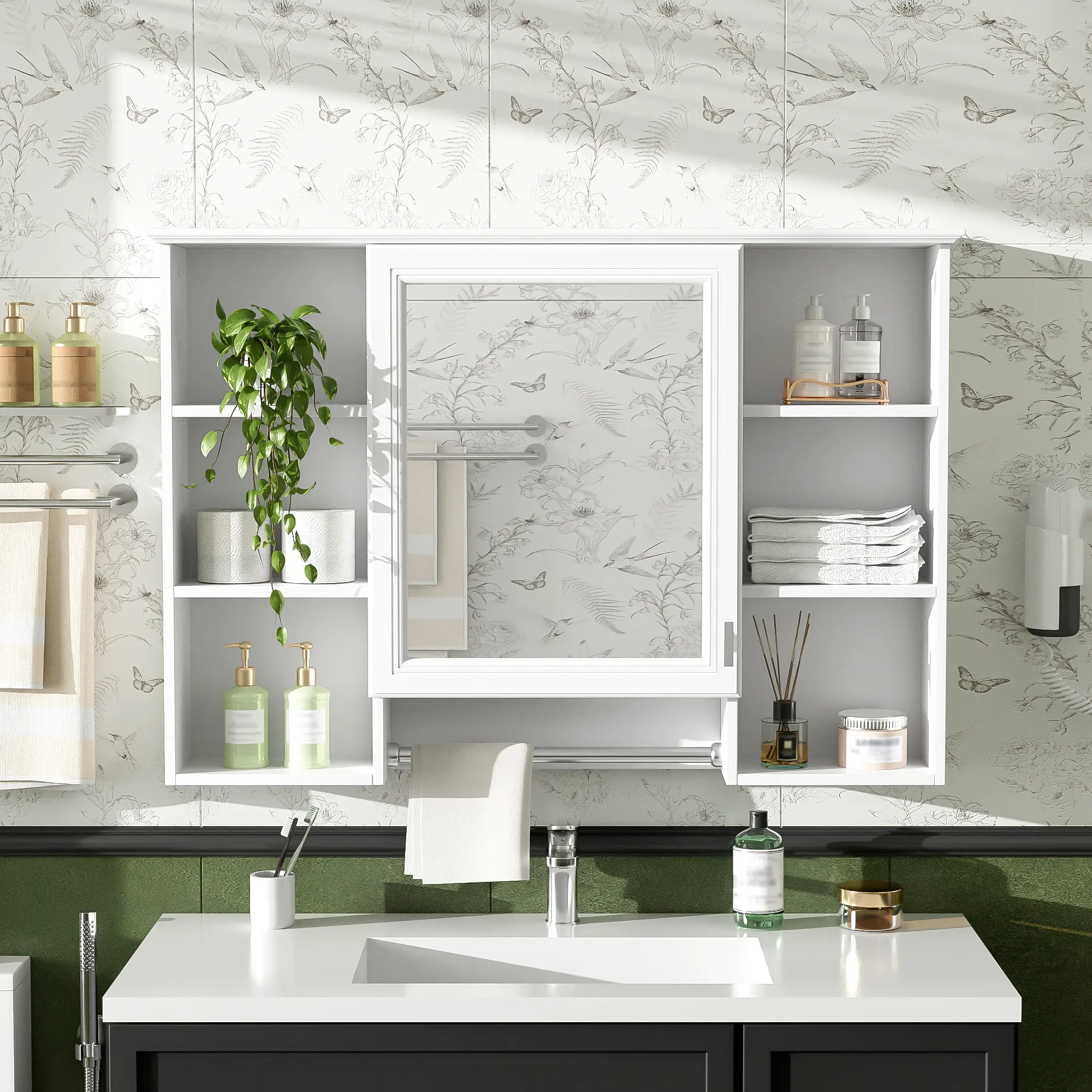 ARCH 41-Inch Wall Mounted Bathroom Mirror Cabinet with Soft Close Door, Adjustable Shelf, High-Definition Mirror, Medicine Storage Cabinet for Bathroom Vanity, Wall-Mounted Vanity Mirror Cabinet with Storage, Multiple Size Options