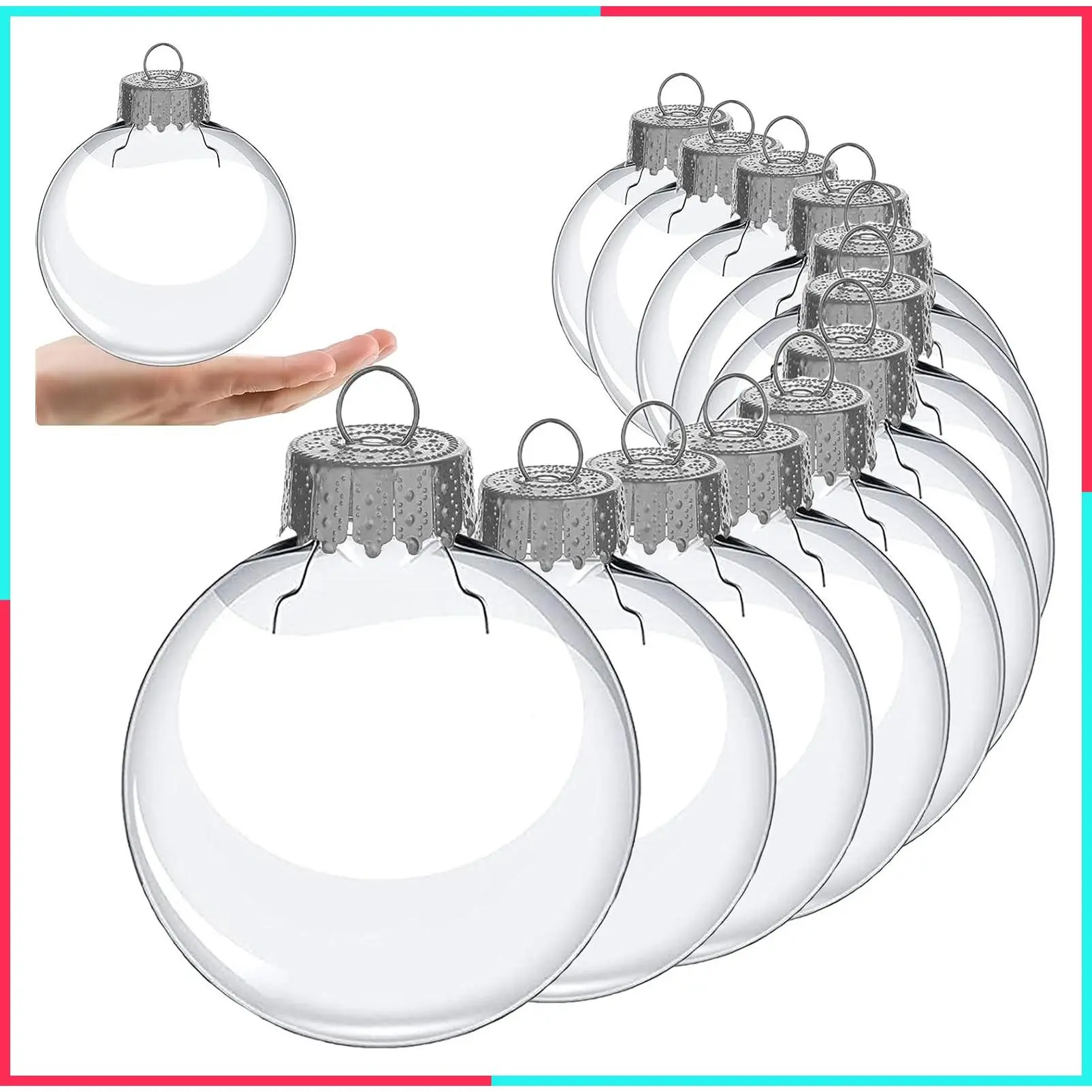 3.15 Inch Clear Plastic Fillable Ornament Balls for DIY Christmas Crafts - 12 PCS