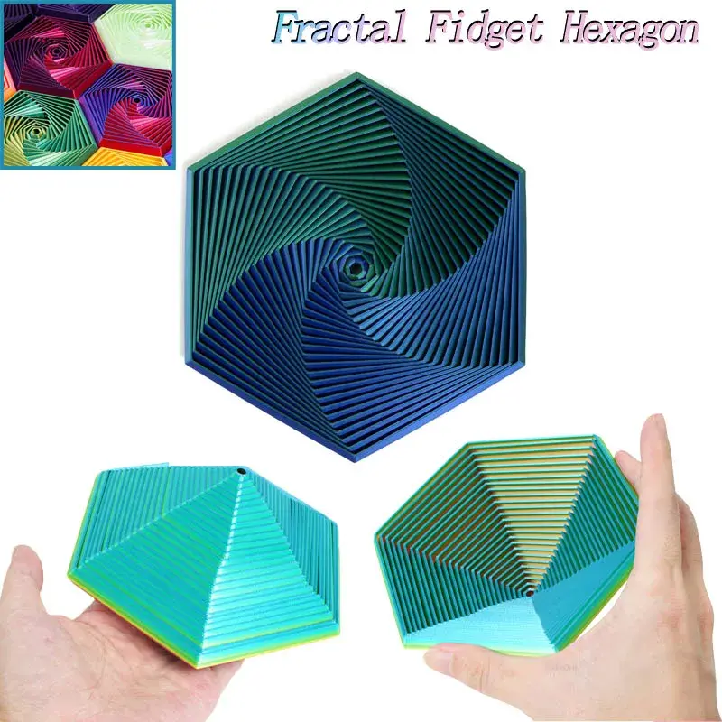 3D Printed Fractal Hexagon Fidget Toy | Unique Geometric Desk Decor | Stress Relief & Creative Gift