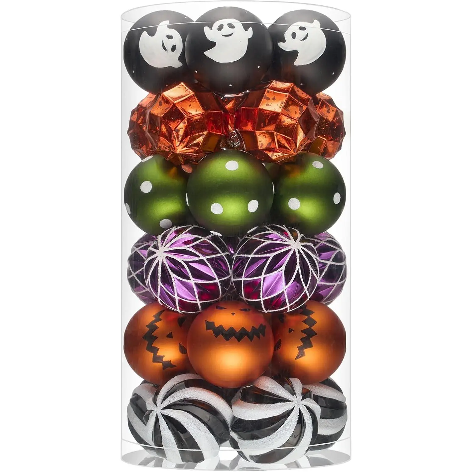 Halloween Ornaments Set, Shatterproof Plastic  Baubles for Tree with Lanyard, Balls Baubles for  Holidays Decor, 2.36 inch/60mm,
