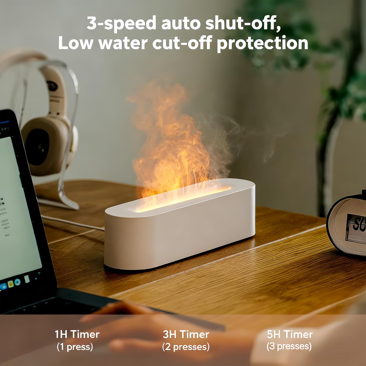 Essential Oil Diffuser, Fireplace Fire Flame Aromatherapy Diffuser, 150ml Ultrasonic Cool Mist Humidifier, Scent Aroma Diffuser with 7 Colors Light