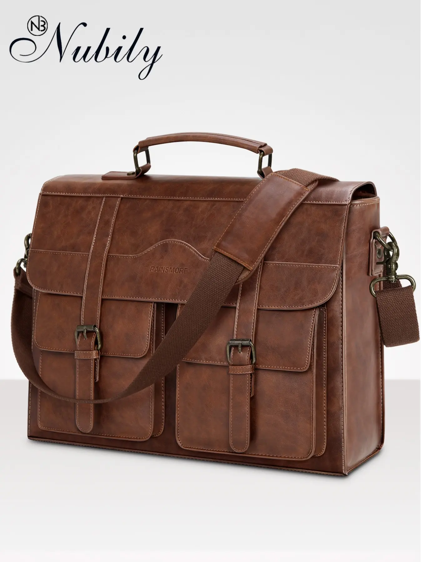 Mens Messenger Bag 17 Inch, Vintage Leather Laptop Briefcase, Magnetic Closure, Large Satchel, Computer Shoulder Bag, Stylish & Durable