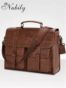 Mens Messenger Bag 17 Inch, Vintage Leather Laptop Briefcase, Magnetic Closure, Large Satchel, Computer Shoulder Bag, Stylish & Durable