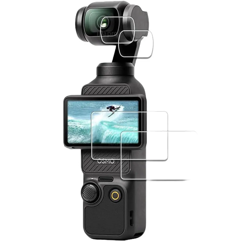 Dji Osmo Pocket 3/4 Camera Protection Film Cover, Ar Anti-Reflective, 2 Screen + 2 Lens Protectors, Tempered Glass, HD Clear, Scratch-Resistant
