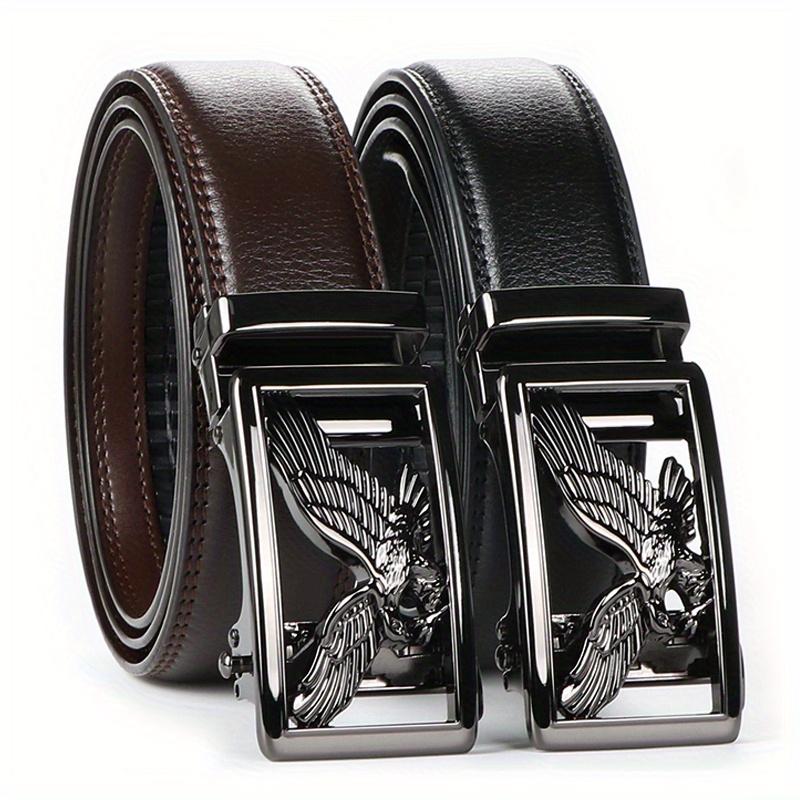 Men's Genuine Leather Belt 2-Piece Set with Automatic Ratchet Buckle Adjustable Comfortable Fit for Business & Casual Wear Perfect Christmas Gift