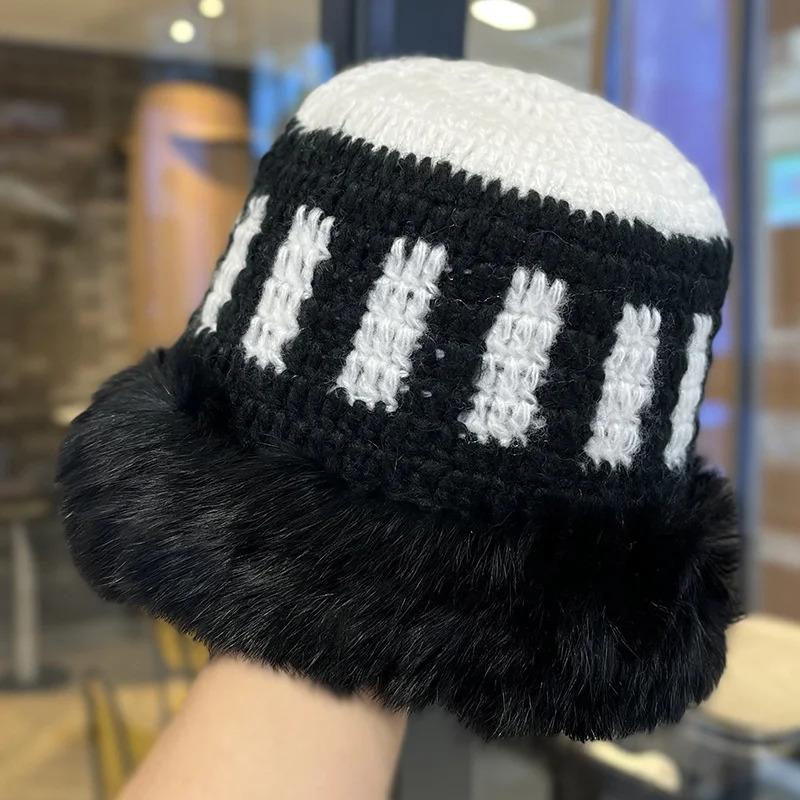Winter Rabbit Fur Plush Handmade Knitted Hat for Women Men Outdoor Ear Protection Soft Warm Beanie Y2k Streetwear Knitted Hats Winter Rabbit Fur Plush Handmade Knitted Hat for Women Men Outdoor Ear Protection Soft Warm Beanie Y2k Streetwear Knitted Hats
