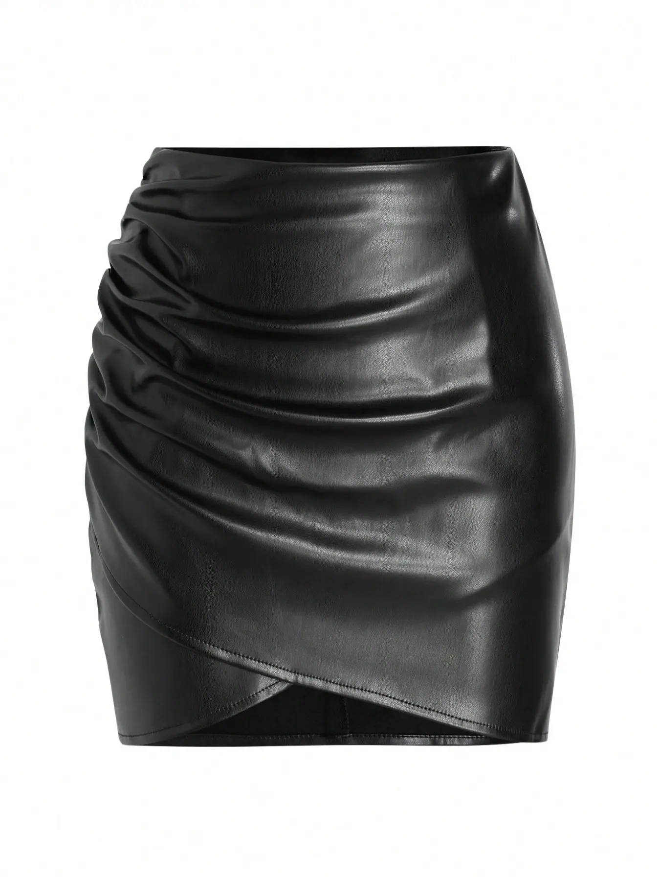 Women's Mini Skirt, Fashion Pleated Leather Bodycon Midi Skirt, Perfect for Fall Parties, Dates, Nightclubs, and Outdoor Wear