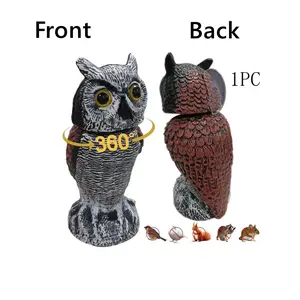 Fake Owl Statue Decoration, Waterproof Plastic Owl for Garden, Outdoor Indoor Patio Courtyard Home Decor, Includes Windshield