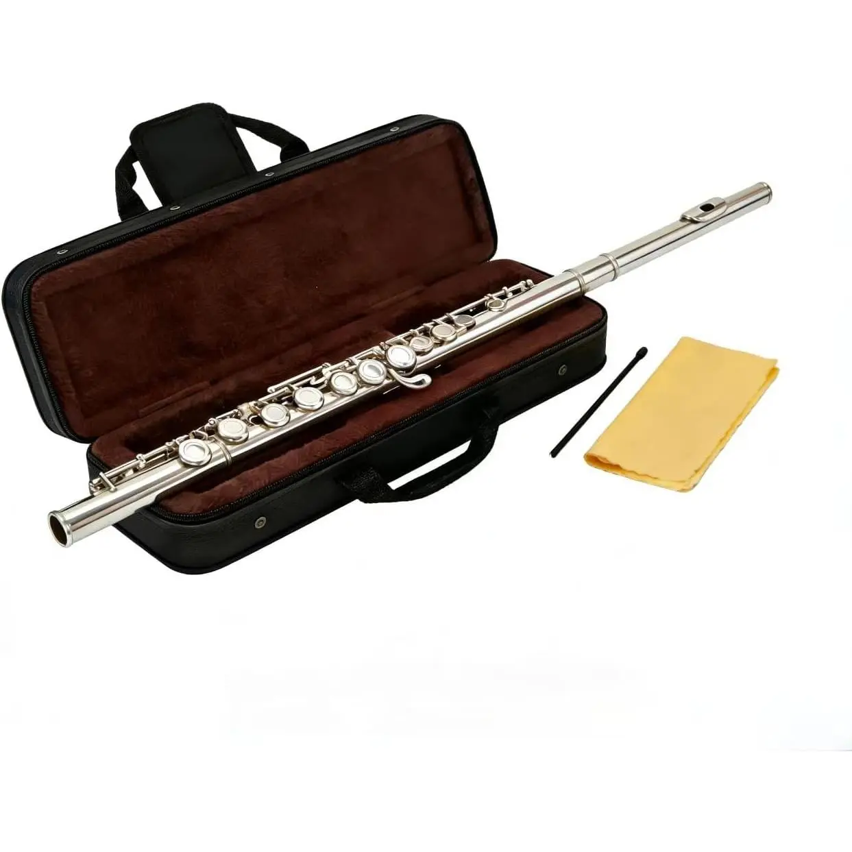 C Flute 16 Key Closed Hole - Beginner Flute to Professional Concert Flute | Nickel/ Plated Flute Instrument with Cleaning Kit, Case & Tuning Rod | Flutes for Beginners, Students & Professional