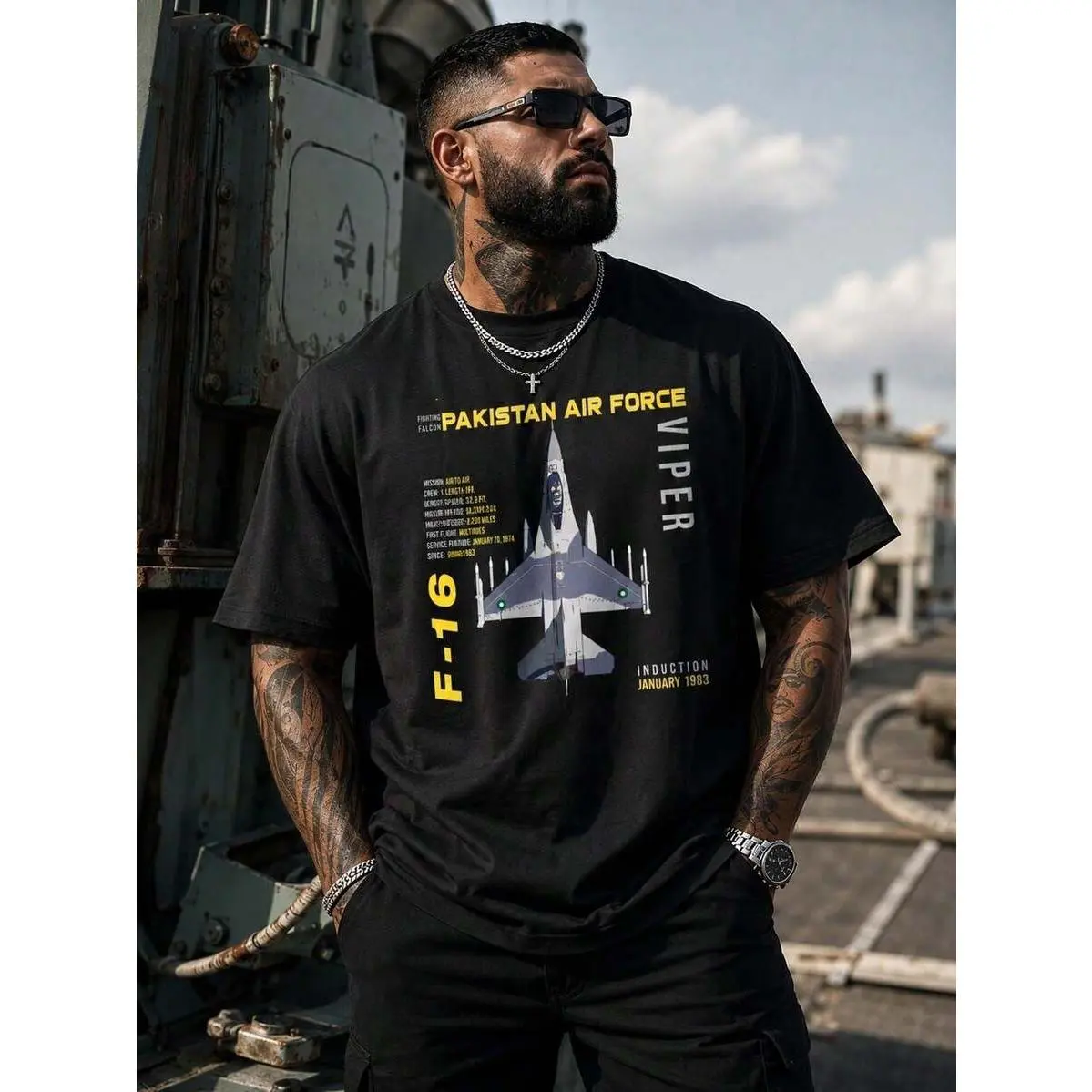 100% Cotton Men Short Sleeve Graphic Tee, F-16 Viper Fighter Jet Air  Military Print Loose Crew Neck Tshirt, Aviation Casual Streetwear Summer To