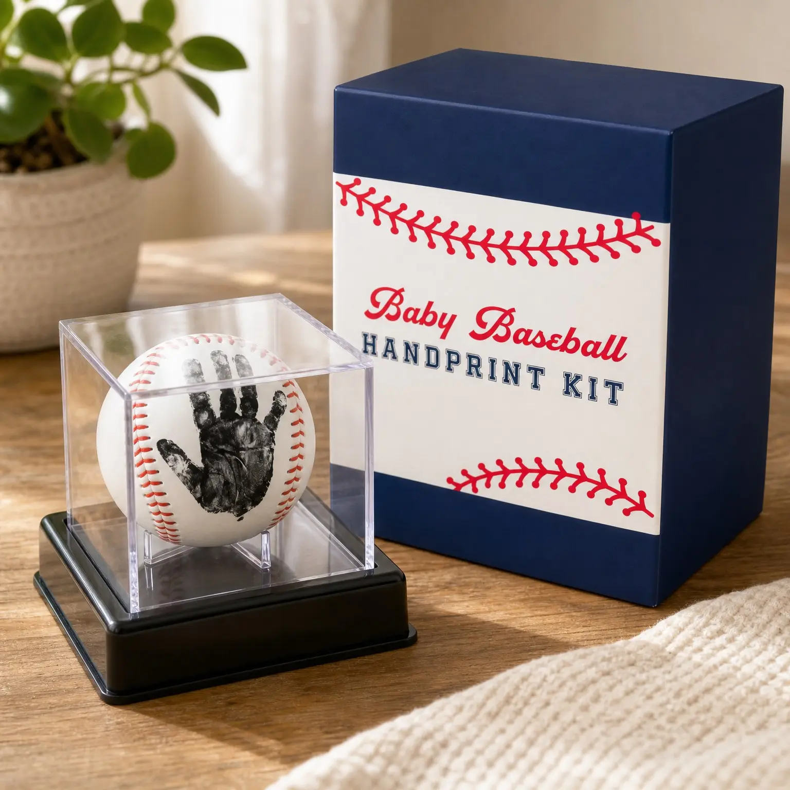 Baby Baseball Handprint & Footprint Ornament Kit with Ink Pad - Unique Keepsake Gift for Dads, Moms & Newborns, Perfect Baby Shower PresentGift