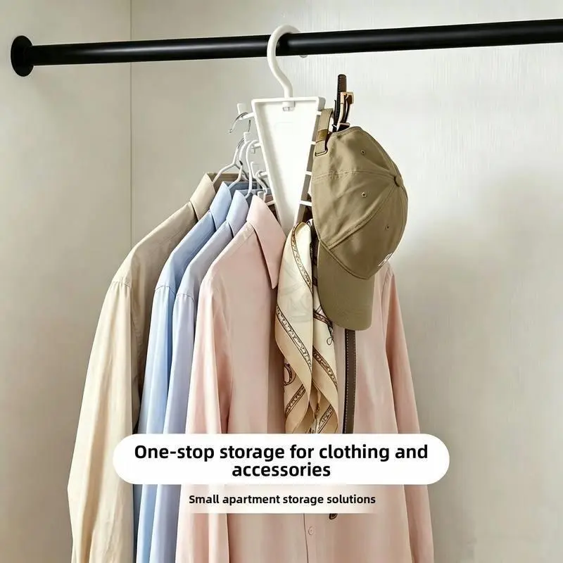 A V-Shaped Double-Sided Storage Hanger Rack, 360° Rotatable Multi-Purpose Clothes Hanger with 12 Hooks for Closet Storage of Hats And Bags storage and organization