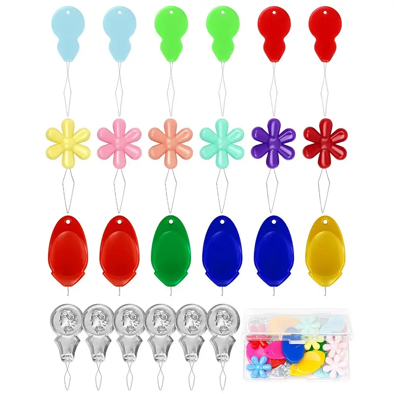 24-Piece Hand Sewing Needle Threader Set, Includes Transparent Storage Box, Ideal for Sewing Machines and Embroidery Needles