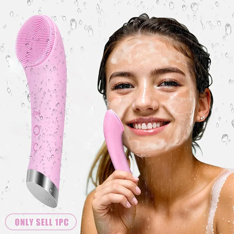 Facial Cleanser Brush, Face Wash Brush, Silicone Face Massage Tool, USB Rechargeable Vibrating Facial Cleaner, Nose & Skin Care Device