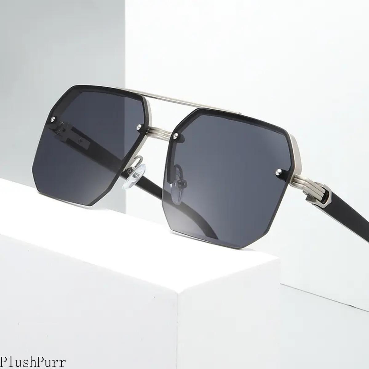 Pilot Sunglasses Men Flat Top Half Frame UV400 Sun Glasses Classic Travel Casual Vintage Shades