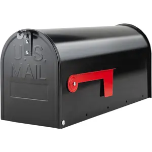 Black Metal Mailbox, Galvanized Steel Outside Mailboxes, Standard Medium Capacity, 20 x 8.7 x 6.7 Inches